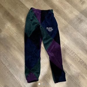 Teddy Fresh Velour Patchwork Sweatpants XS